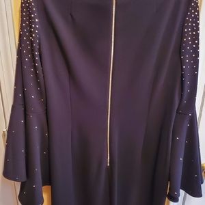 Bedazzled Black Dress w/ Bell Arms